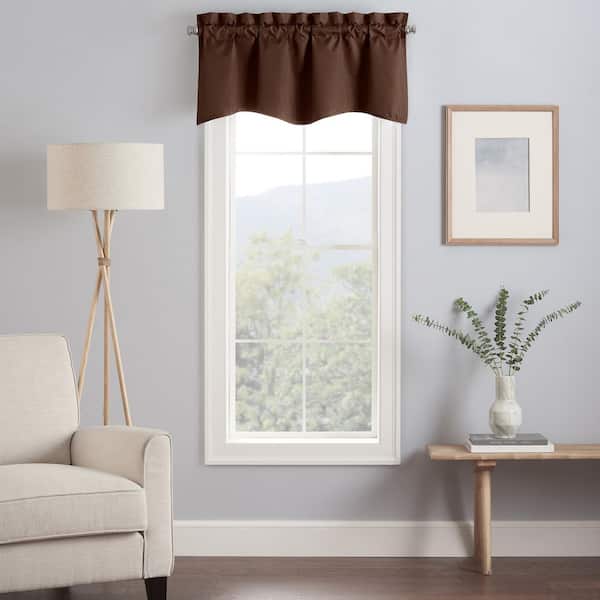 Eclipse Kendall Chocolate Solid Polyester 18 in. L x 42 in. W Blackout Rod Pocket Valance