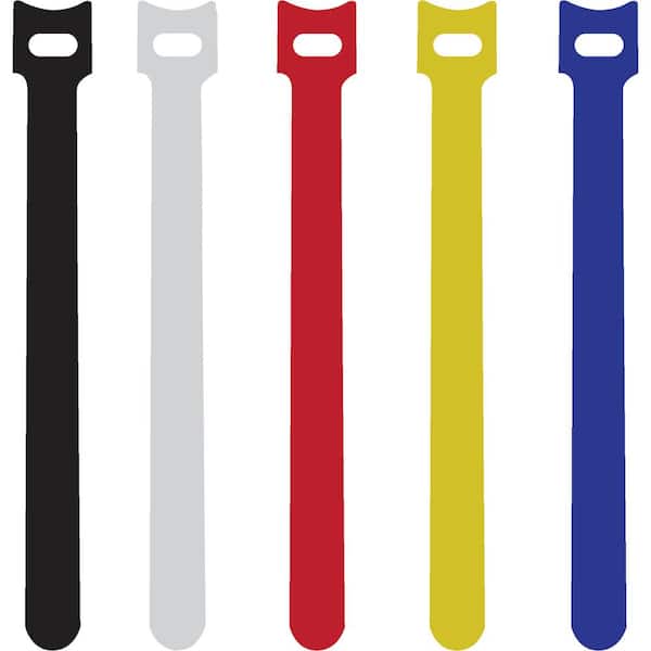 QualGear Reusable Self-Gripping Cable Ties, (50-Pieces), Assorted Colors