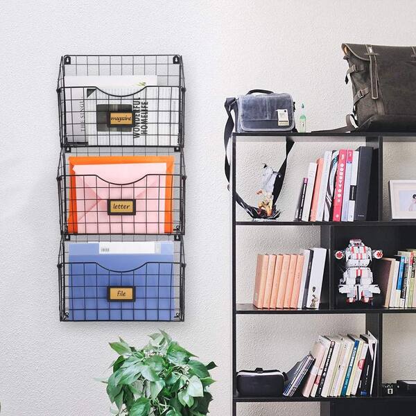 Research Paper Rack Metal Mesh Hanging File Rack 15-Tier Mesh Wall File Organizer - Hanging ...