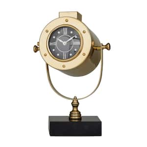 Brass Stainless Steel Clock with Black Base