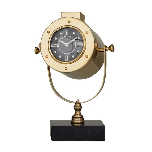 Litton Lane Brass Stainless Steel Clock with Black Base
