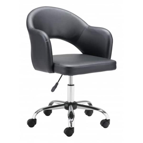 HomeRoots Julia Black Polyurethane Office Chair with Armless Arms