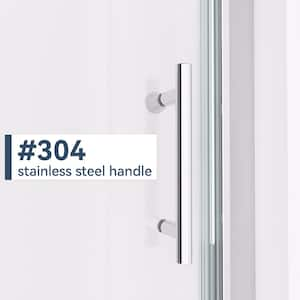 34 to 35-3/8 in. W x 72 in. H Bi-Fold Semi-Frameless Shower Door in Chrome Finish with SGCC Certified Clear Glass