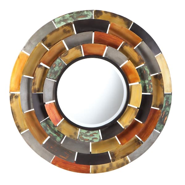 Southern Enterprises Medium Round Galvanized Metal Tones Mirror (31 in. H x 31 in. W)