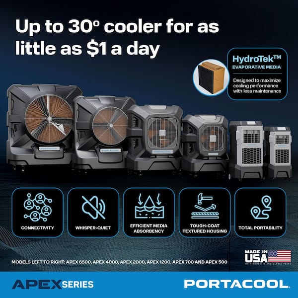 PORTACOOL Apex 1200 - Wi-Fi Portable Evaporative Cooler for 1200