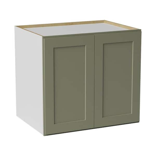 33 in. W x 24 in. D x 30 in. H Ready to Assemble Solid Wood Shaker Wall Bridge Kitchen Cabinet in Sage Green