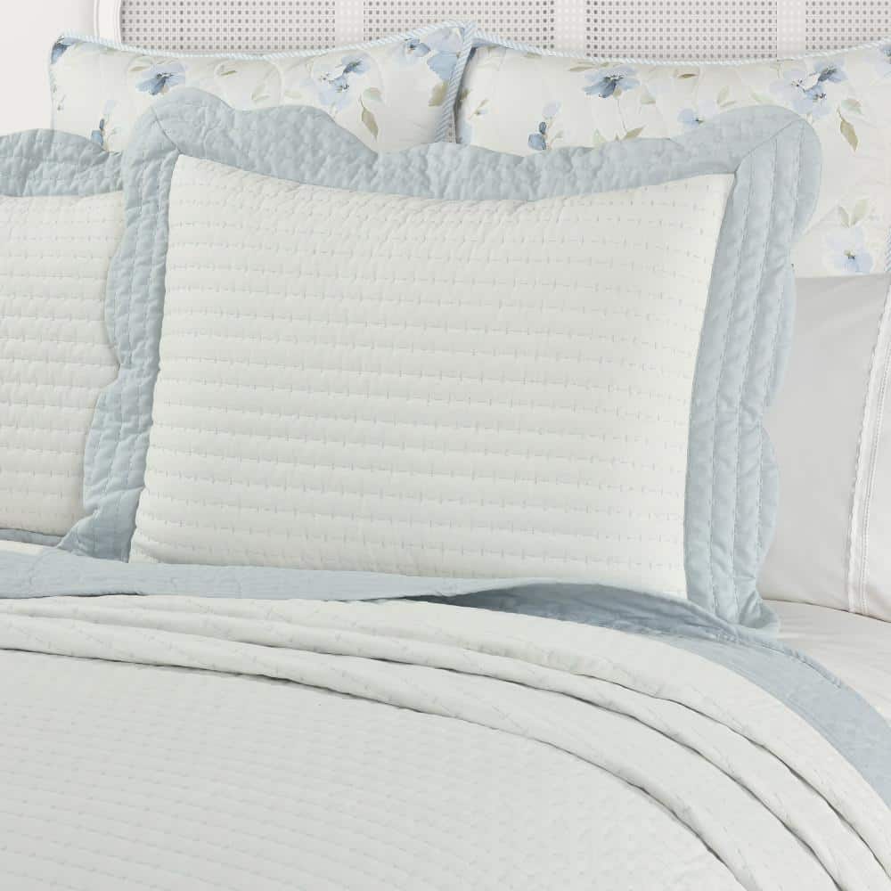 King Size Blue and White Quilted Cotton Sham