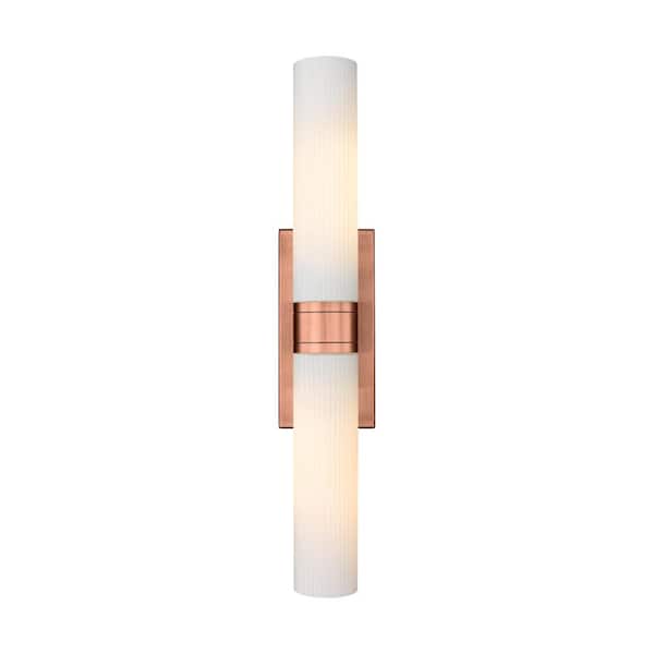 Innovations Ballston Urban 24 in. 2-Light Antique Copper Vanity Light with Glass Shade