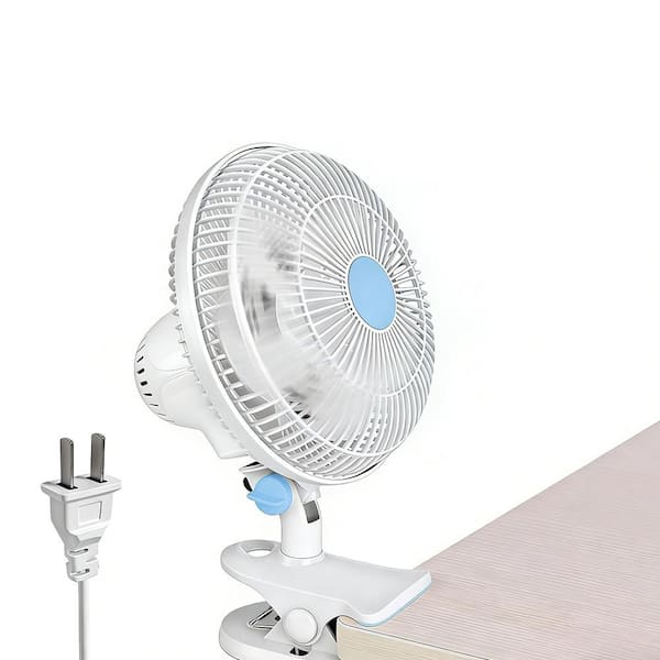8.66 in. 90° Oscillating Clip-On Fan, 2-Speed Quiet Personal Fan for Home Office Outdoor in White