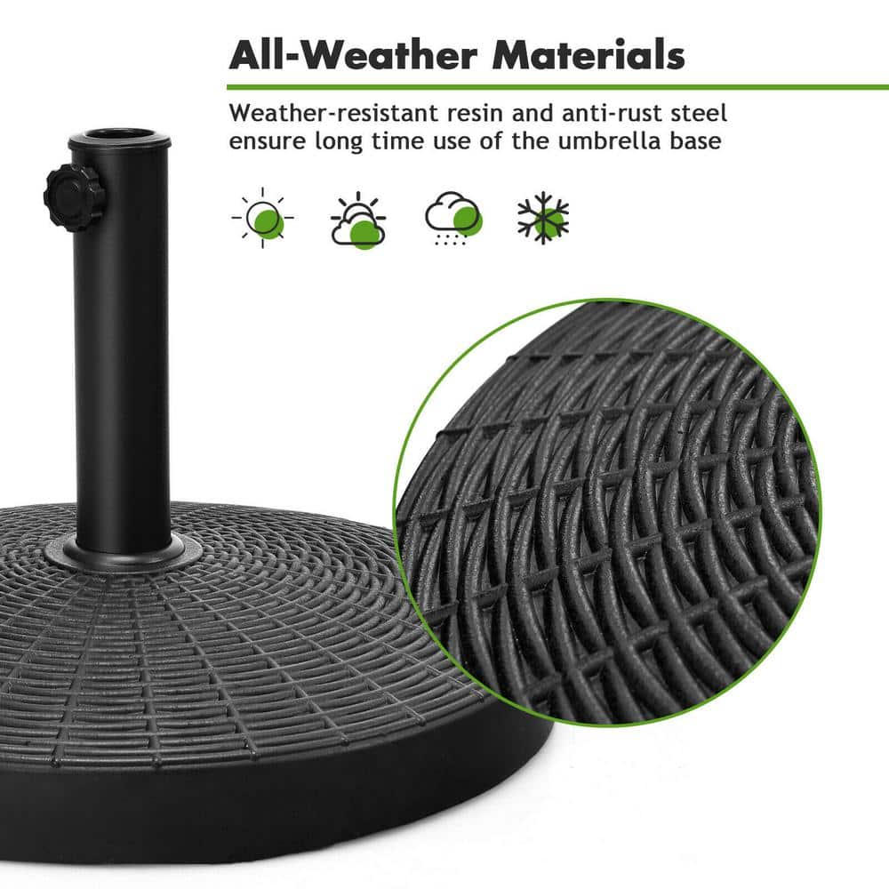 49 lbs Black Resin and Steel Patio Umbrella Base Stand
