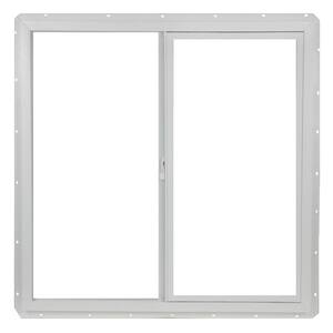 35.5 in. x 35.5 in. Utility Left-Hand Single Slider Vinyl Window Single Glass and Screen - White