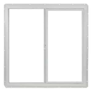 35.5 in. x 35.5 in. Utility Left-Hand Single Slider Vinyl Window Dual Pane Insulated Glass, and Screen - White