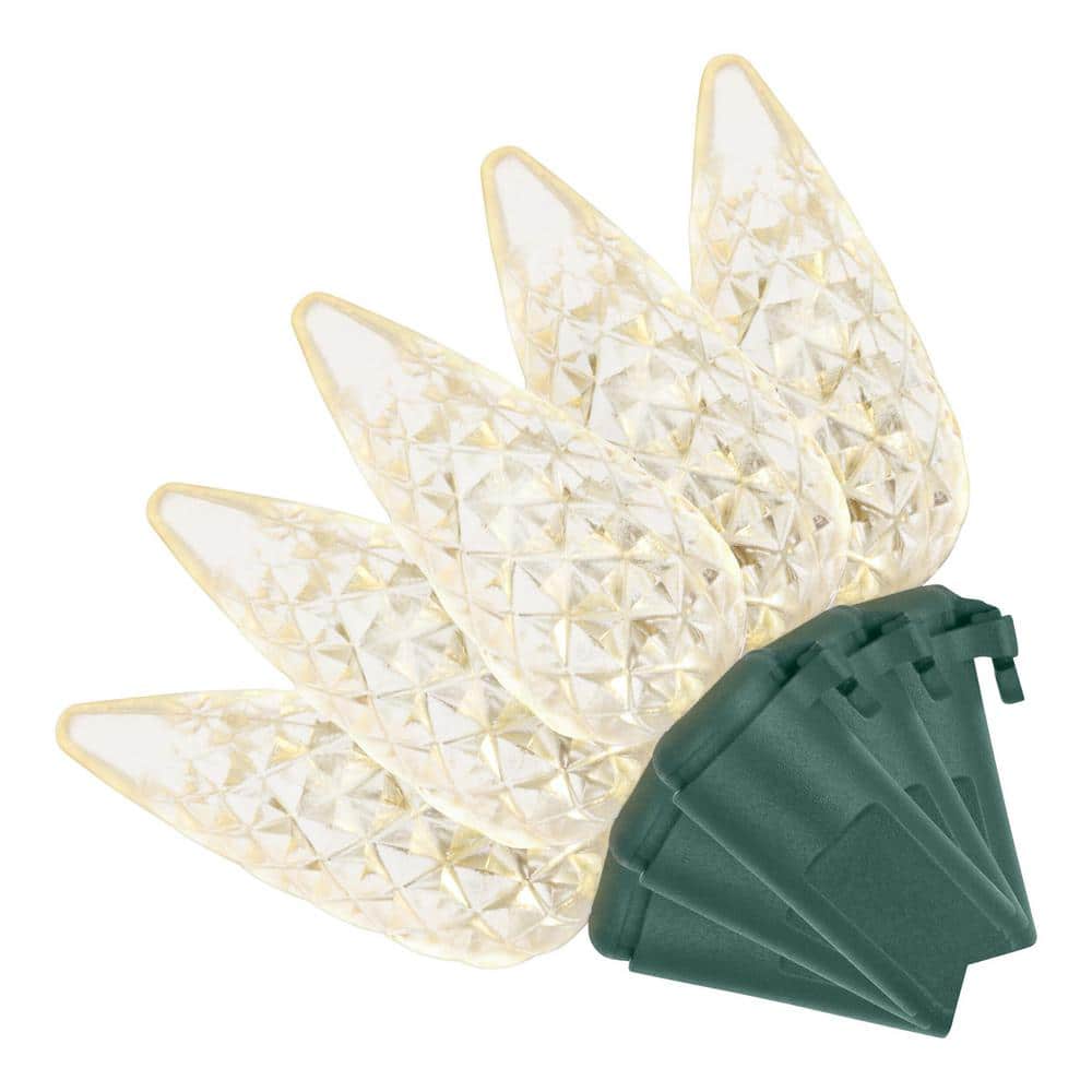 150 Count Warm White Faceted Steady Lit Super Bright C6 LED Lights