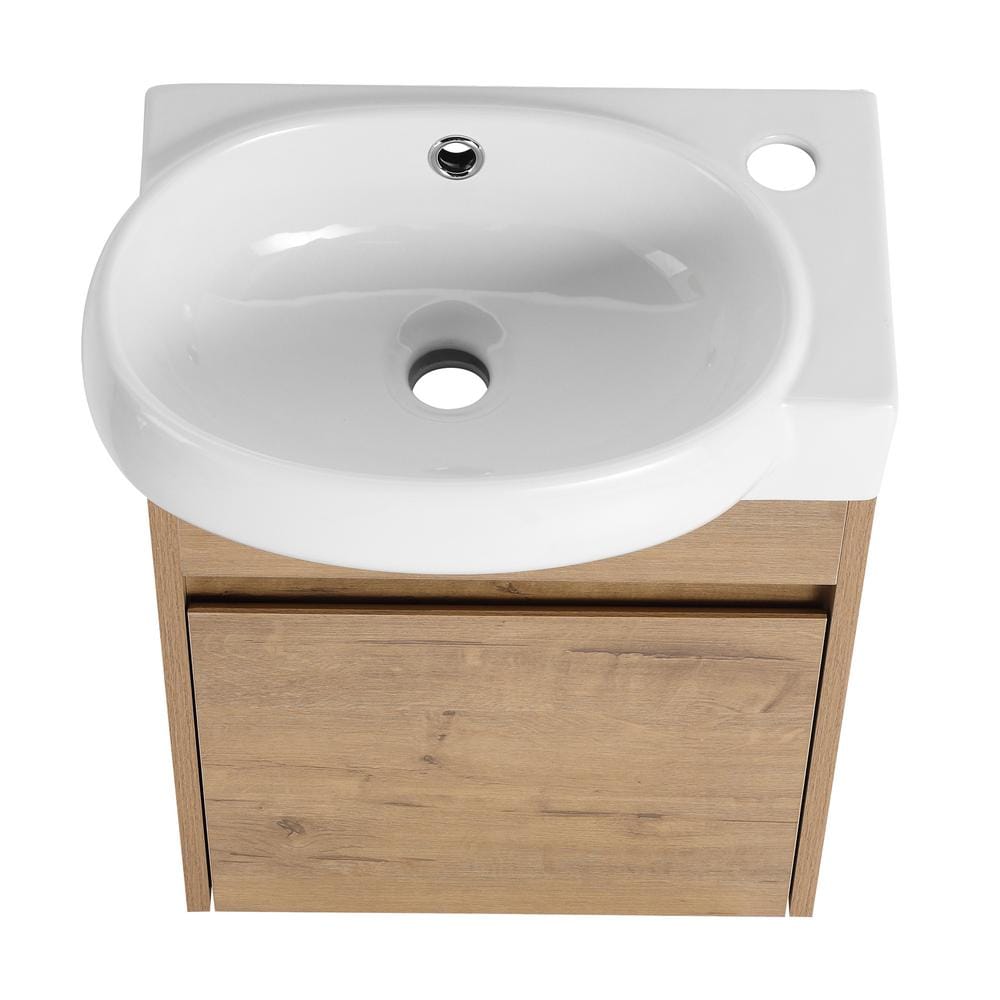 16.8 in. W x 11.6 in. D x 21.3 in. H Freestanding Bath Vanity in Oak with S