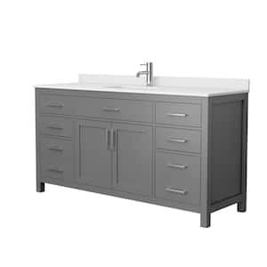 Beckett 66 in. W x 22 in. D Single Vanity in Dark Gray with Cultured Marble Vanity Top in White with White Basin