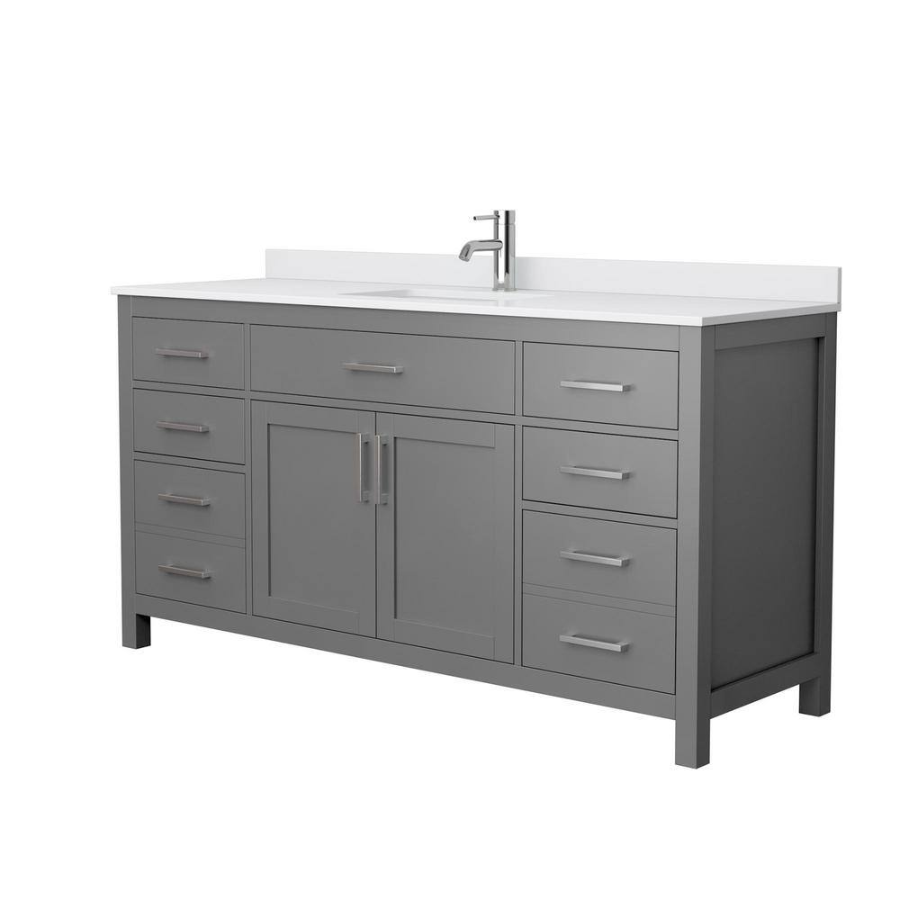 Beckett 66" Gray Freestanding Single Bathroom Vanity with Cultured Marble Top