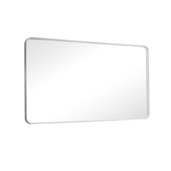 HOMLUX 40 in. W x 30 in. H Rectangle Framed Wall Bathroom Vanity Mirror in Silver Decorative Modern Rust-Resistant