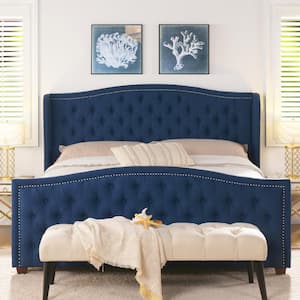 Marcella Dark Sapphire Blue King Upholstered Bed
