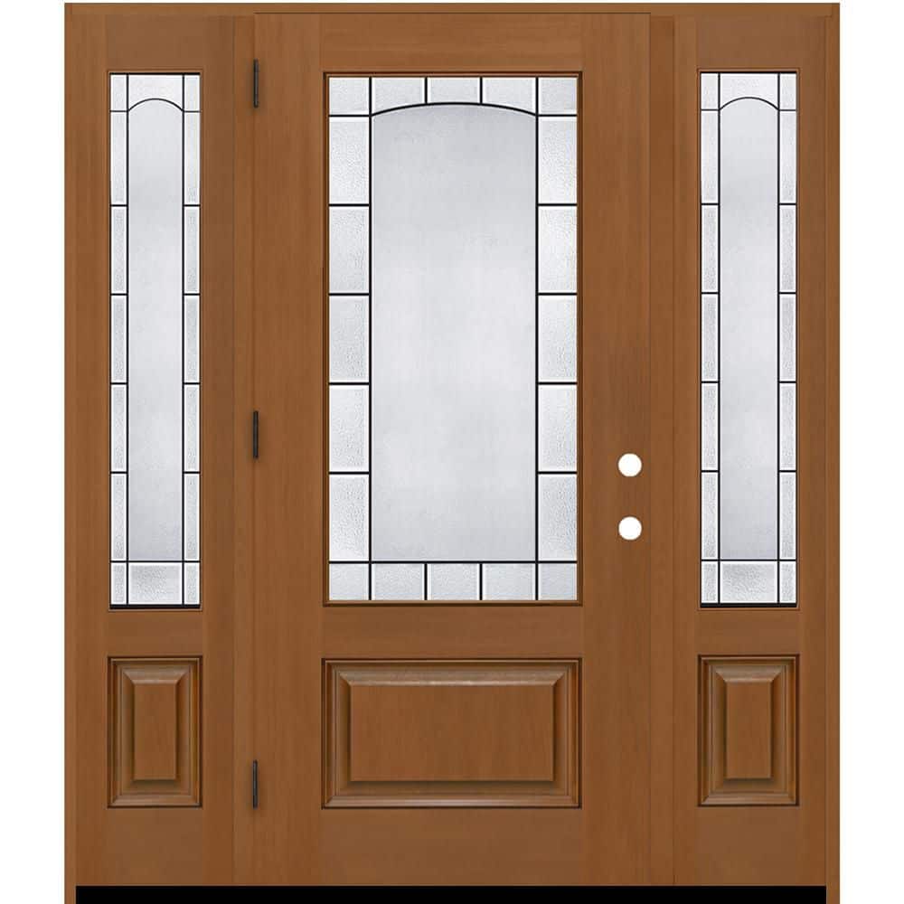 Regency 64 in. x 80 in. 3/4L Empire Decorative Glass RHOS AtmnWht Mahogany Fiberglass Prehung Front Door w/12inSLs4-9/16 price history on PriceWatchPro