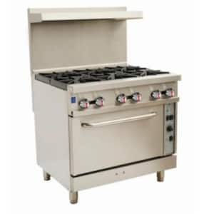 36 in. 6-Burner Commercial Gas Range with Convention Oven in Stainless Steel