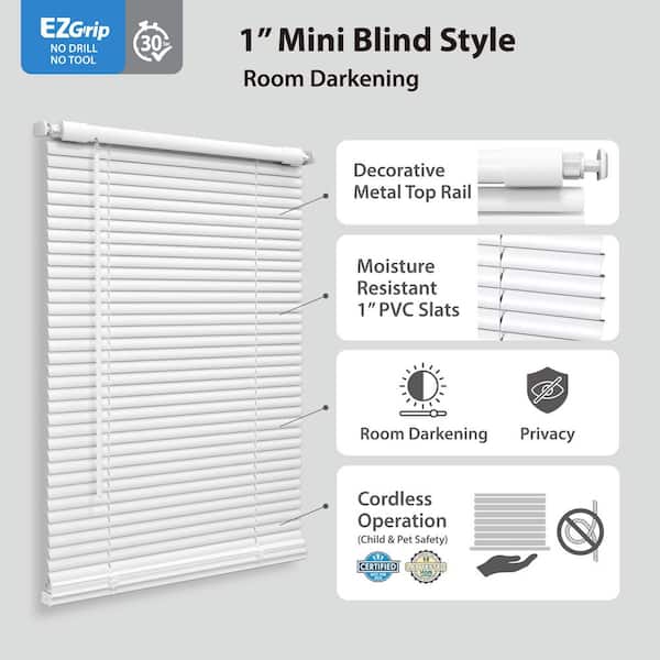 Perfect Lift Window Treatment EZ Grip No Drill No Tool White