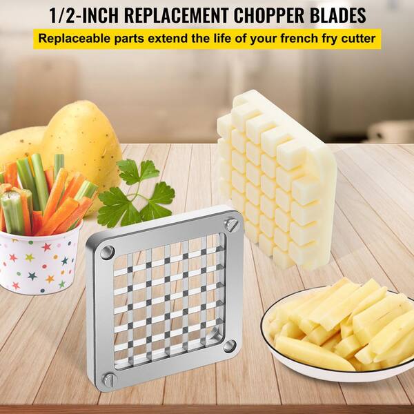 3 PCS Replacement Chopper Blade, 1/2 in. French Fry Blade Assembly, 6 Knives, Stainless Steel Dicer Parts Push Block