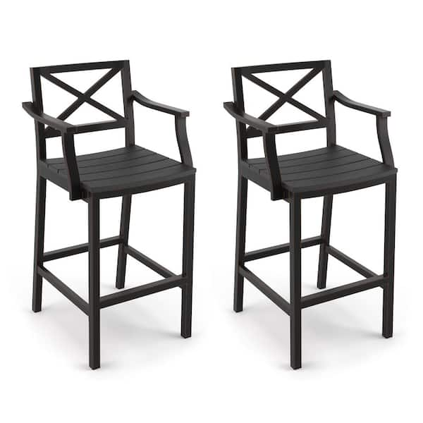 Lue Bona Humphrey 26 In Black Aluminum Plastic Outdoor Bar Stool With