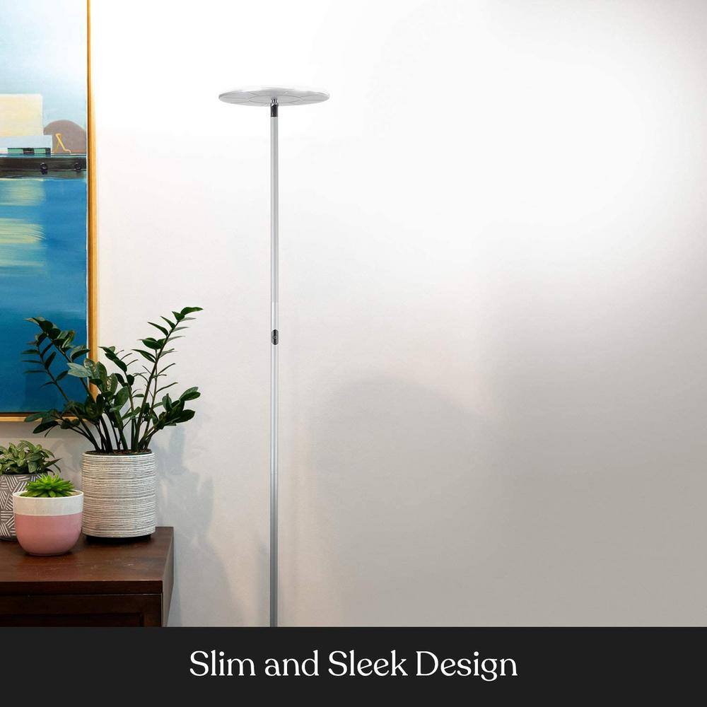 Nickel Matte 67" LED Torchiere Floor Lamp with 3-Way Touch Switch