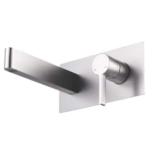 Single Handle Wall Mounted Bathroom Faucet with Solid Brass Rough Valve in Brushed Nickel