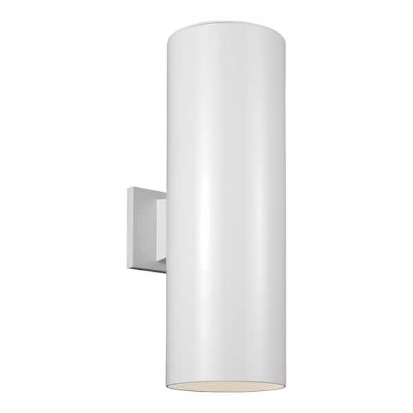 Generation Lighting Outdoor Cylinders White Outdoor Integrated LED Wall Lantern Sconce