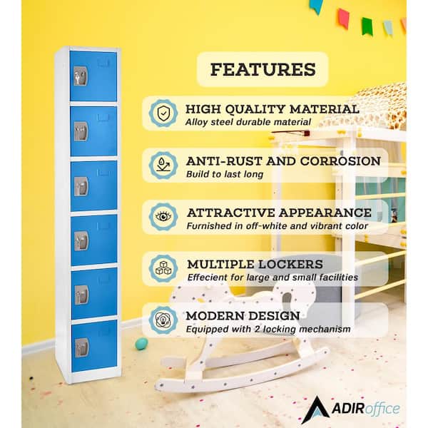 AdirOffice 629-Series 72 in. H 6-Tier Steel Key Lock 6-Shelf