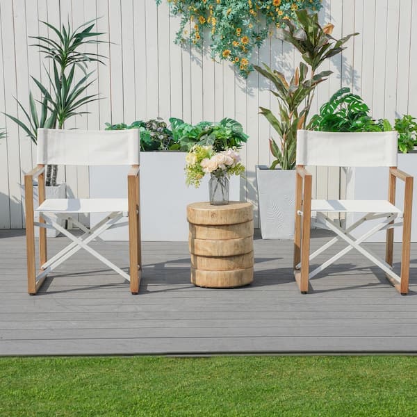 2-Piece Aluminum Patio Conversation Set with Folding Chairs and Side Table