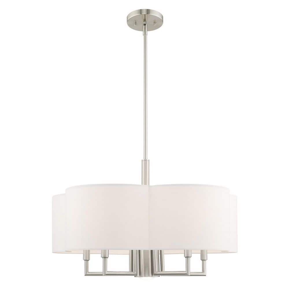 Chelsea Clover-Shaped 6-Light Brushed Nickel Pendant Chandelier
