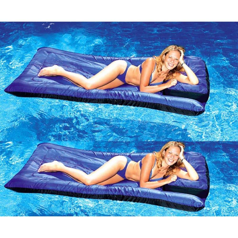 Swimline Swimming Pool Inflatable Fabric Covered Air Mattresses Oversized (2-Pack), Blue -  2 x 9057