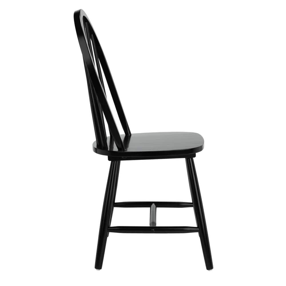 Camden Black Rubberwood Spindle Back Dining Chairs, Set of 2