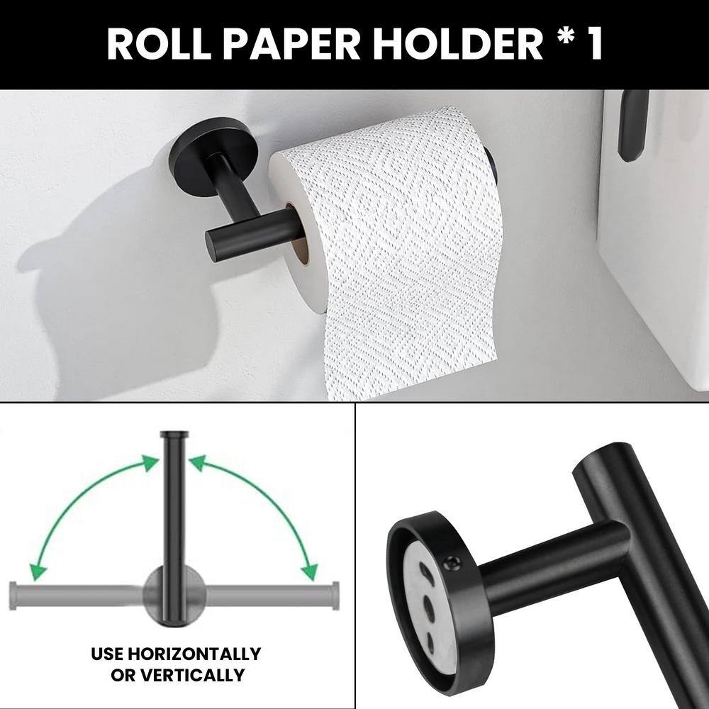 Matte Black Stainless Steel 5-Piece Bathroom Hardware Set