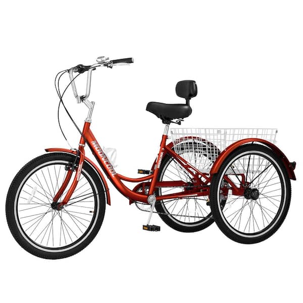 20 in. Unisex adult Tricycles 7 Speed, bicycles with Shopping Basket and Backrest for Adult