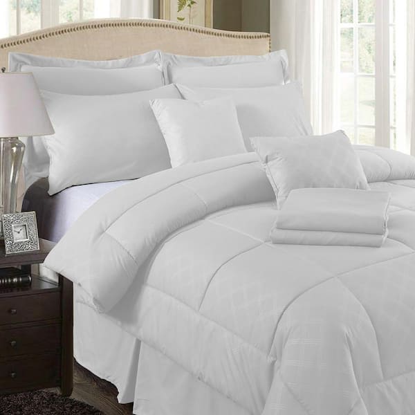 2pc Twin/Twin Extra Long Simply Clean Pleated Comforter Set White - Serta
