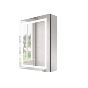 20 in. W x 28 in. H Rectangular Aluminum Surface Mount Left LED Lighted Bathroom Medicine Cabinet with Mirror