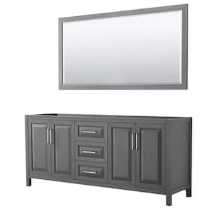 Daria 78.75 in. Double Bathroom Vanity Cabinet Only with 70 in. Mirror in Dark Gray