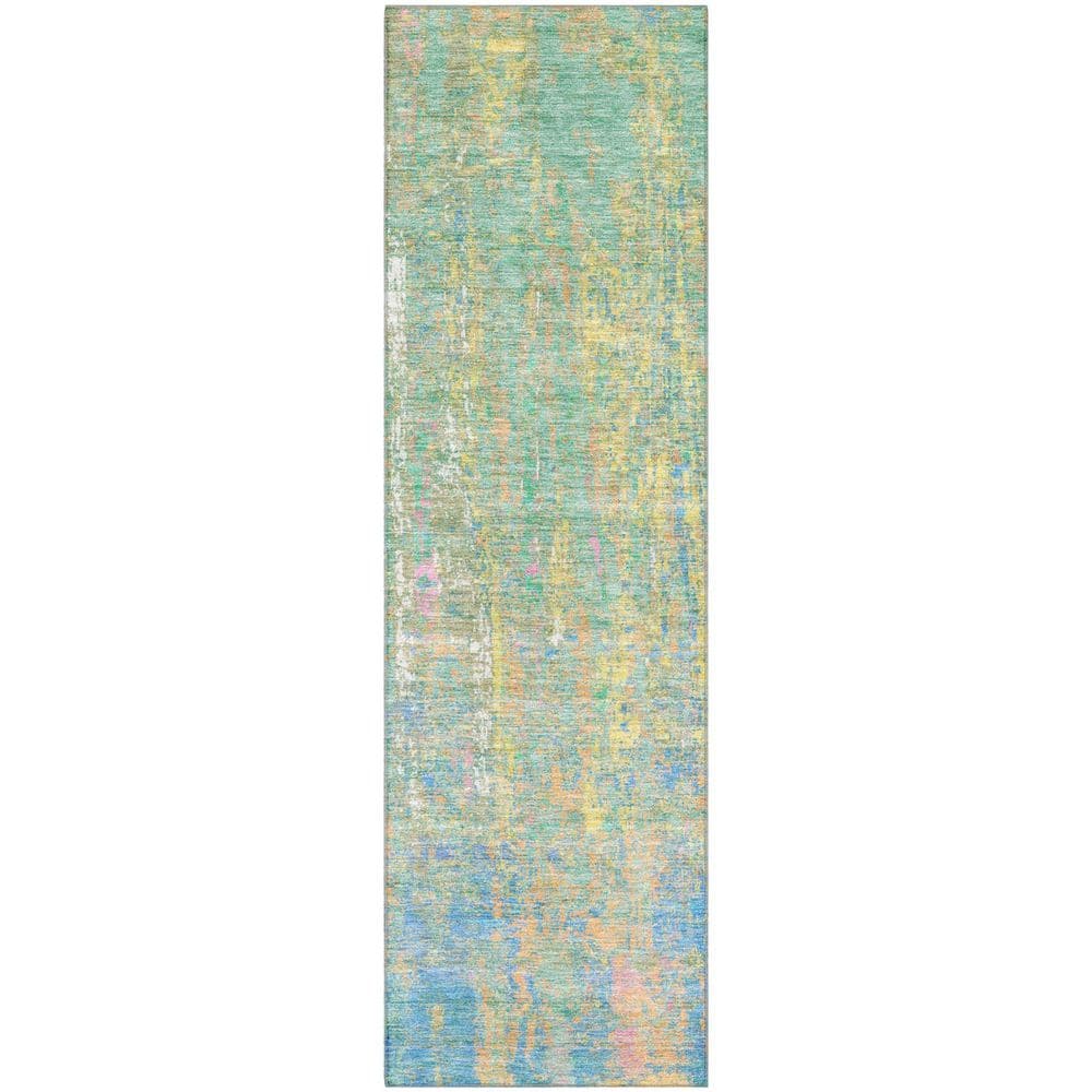 Mayfield Premium Machine Washable Abstract AMF1931 Teal 2 ft. x 7 ft. Runner Rug price history on PriceWatchPro