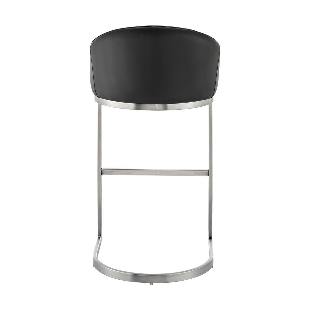 Katherine 30" Black Faux Leather and Chrome Bar Stool