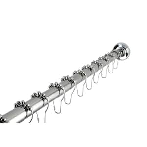 Contemporary 60 in. to 72 in. Tension Shower Rod with Hooks in Polished Chrome