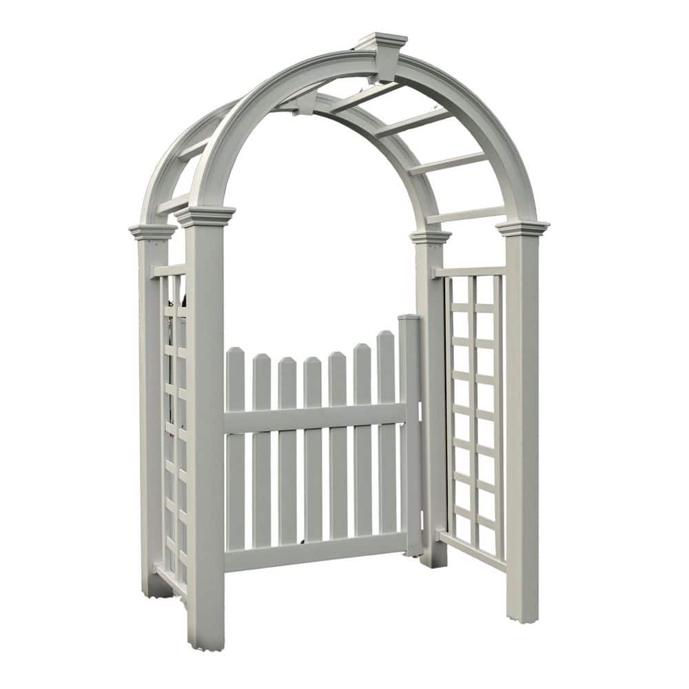 VITA 94 in. x 30 in. Vinyl, Nantucket Deluxe Arbor with Gate