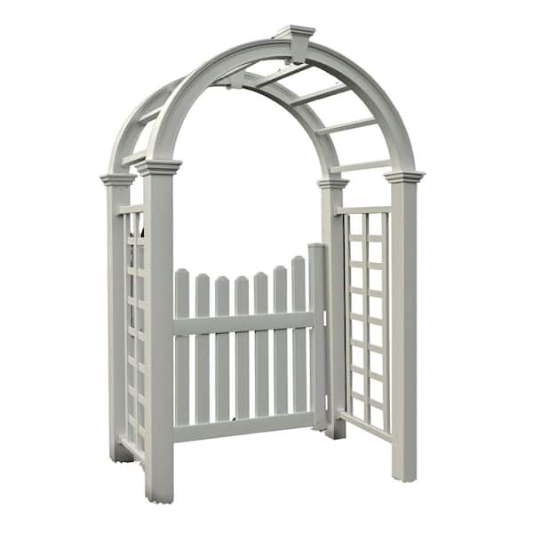 VITA 94 in. x 30 in. Vinyl, Nantucket Deluxe Arbor with Gate