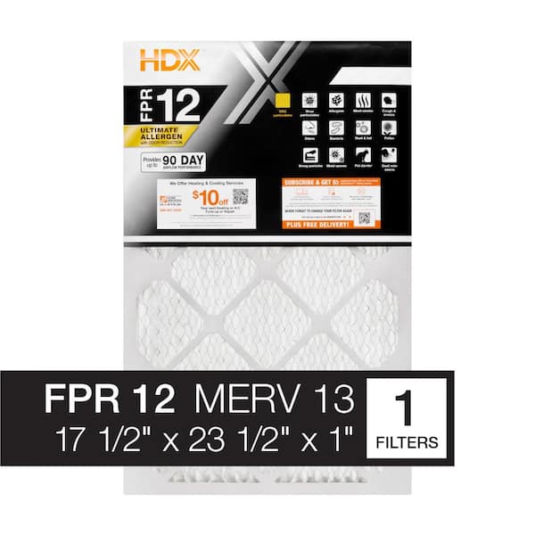 HDX 17.5 in. x 23.5 in. x 1 in. Elite Allergen Pleated Air Filter FPR 12, MERV 13