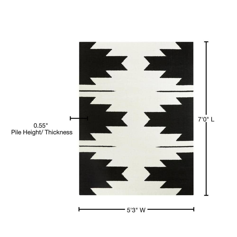 Nicholas Black 5' x 7' Rectangular Synthetic Area Rug