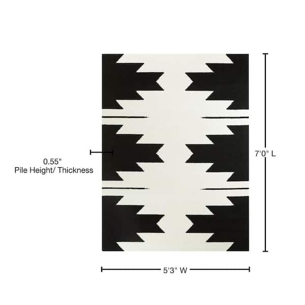 Mortimer Southwestern Charcoal Indoor/Outdoor Area Rug AllModern Rug Size: Rectangle 5'3 x 7'7