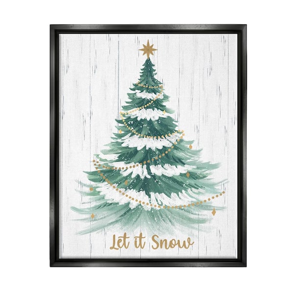 Stupell Industries Let it Snow Rustic Tree by Sharon Lee 1-Piece Floater Frame Graphic Print Typography Poster Art Print 21 in. x 17 in.