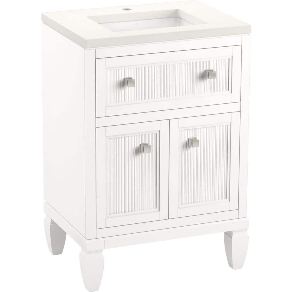 Hearthaven 24" White Freestanding Single Vanity with Quartz Top